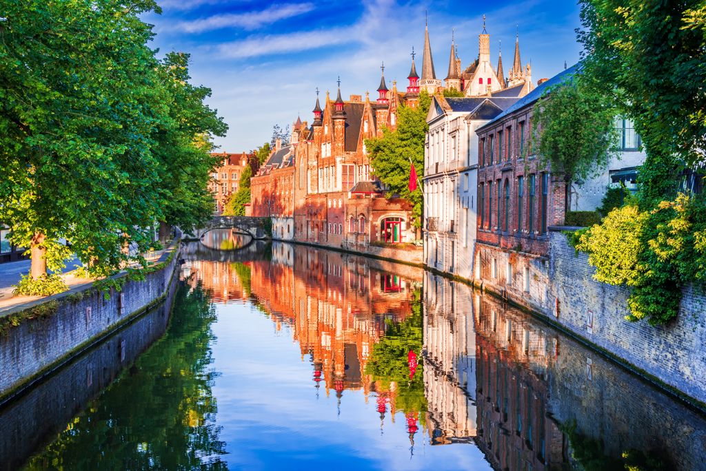Bruges,,Belgium.,Panoramic,View,Of,The,Historic,City,Center,Of