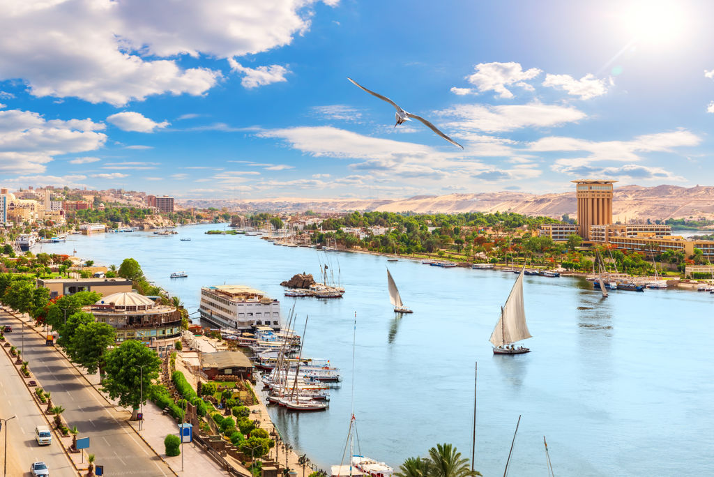 Aswan,Downtown,,Panoramic,View,On,The,Nile,,Egypt