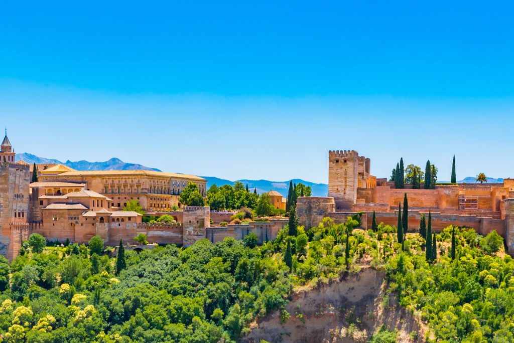 Panoramic,View,Of,The,Famous,Alhambra,,Granada,,Spain.