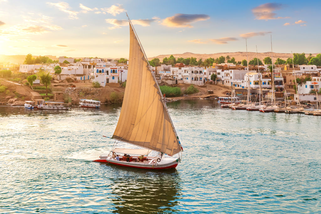 Felucca,On,The,Nile,Near,The,Banks,Of,Aswan,,Egypt
