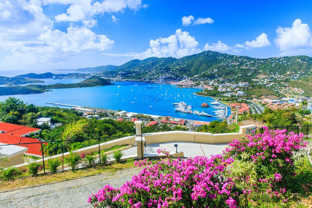 Caribbean,,St,Thomas,Us,Virgin,Islands.,Panoramic,View.