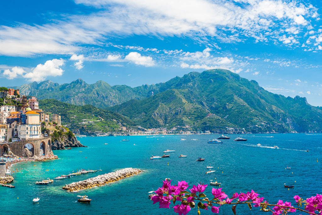 Landscape,With,Atrani,Town,At,Famous,Amalfi,Coast,,Italy