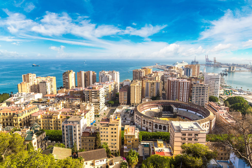 Panoramic,Aerial,View,Of,Malaga,In,A,Beautiful,Summer,Day,