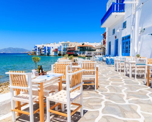 Chairs,With,Tables,In,Typical,Greek,Tavern,In,Little,Venice