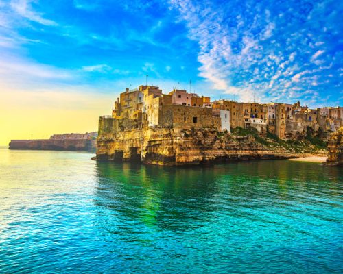 Polignano,A,Mare,Village,On,The,Rocks,At,Sunrise,,Bari,
