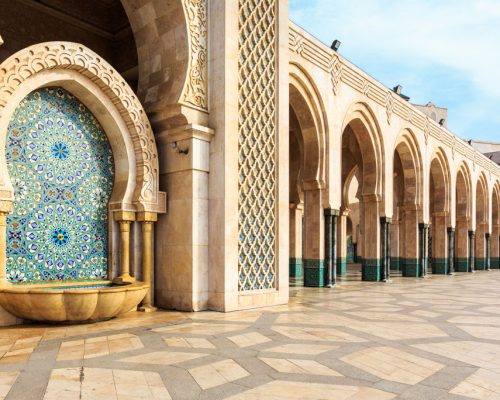 Beautiful,Fountain,At,The,Mosque,Hassan,Second,,Casablanca,,Morocco