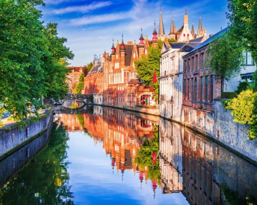 Bruges,,Belgium.,Panoramic,View,Of,The,Historic,City,Center,Of
