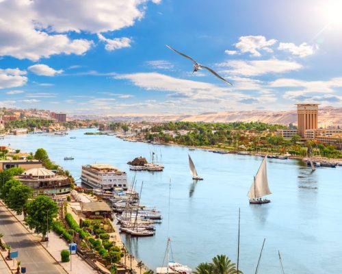 Aswan,Downtown,,Panoramic,View,On,The,Nile,,Egypt