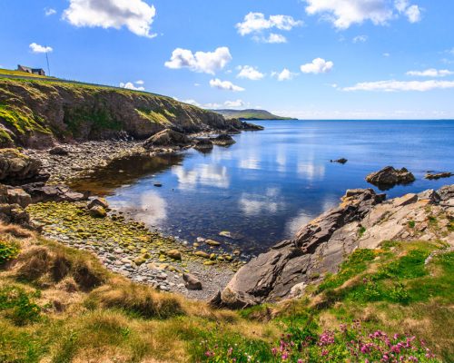 Cliff,Under,Cloudy,Sky,,Lerwick,,Shetland,,Scotland,,Uk