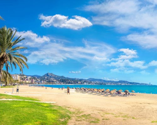 Panoramic,View,Of,Malagueta,Beach,In,Malaga.,Costa,Del,Sol,