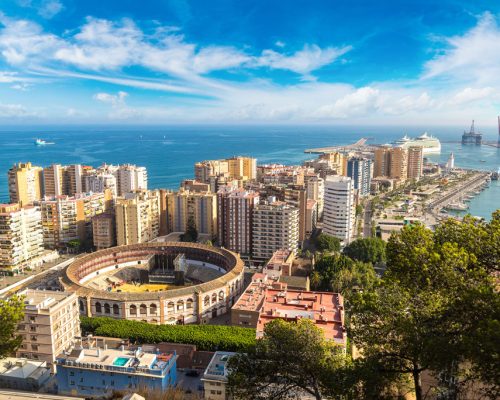 Panoramic,Aerial,View,Of,Malaga,In,A,Beautiful,Summer,Day,