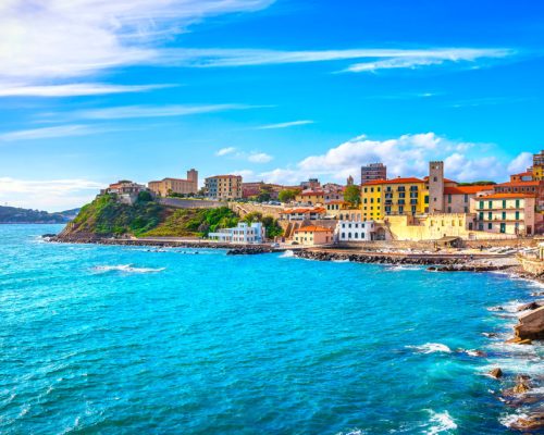 Piombino,Seafront,View,From,Piazza,Bovio.,Maremma,Tuscany,Italy,Europe.