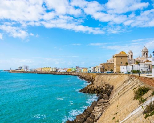 Seaside,View,Of,Cadiz,In,Spain,Including,Local,Cathedral