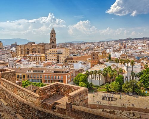 Panorama,Of,The,City,Overlooking,The,Cathedral,Of,Malaga,And