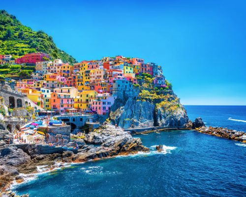 Beautiful,Colorful,Cityscape,On,The,Mountains,Over,Mediterranean,Sea,,Europe,
