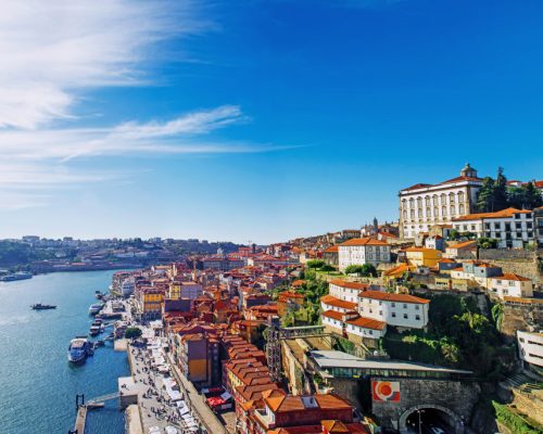Porto,,Portugal,Old,Town,Skyline,From,Dom,Luis,Bridge,On