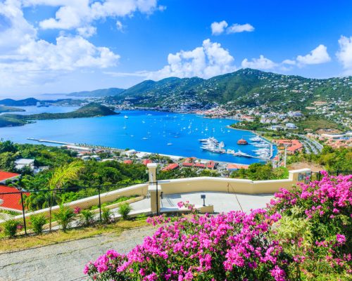 Caribbean,,St,Thomas,Us,Virgin,Islands.,Panoramic,View.
