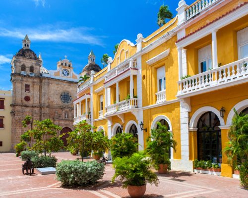 Square,In,The,City,Of,Cartagena,De,Indias,,Colombia