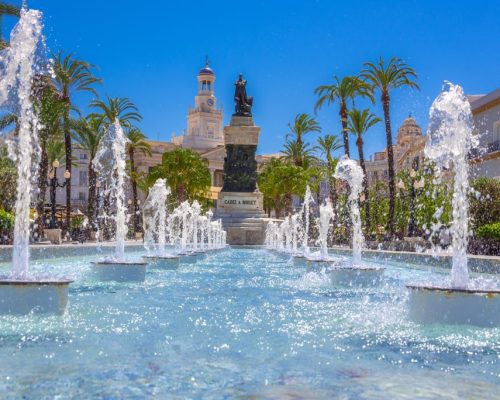 Fountain,In,City,Of,Cadiz,,Spain.