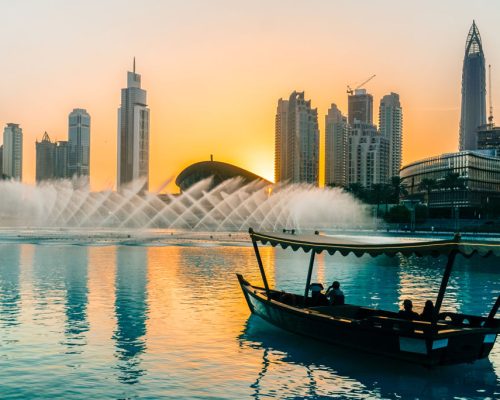 Singing,Fountains,In,Dubai.,Dubai,Promenade,Singing,Fountains,On,The
