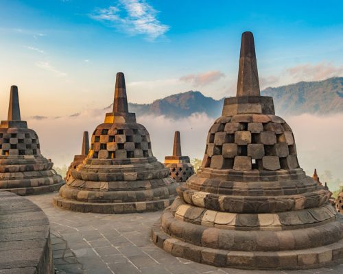 Borobudur,Temple,At,Sunrise,,Java,,Indonesia