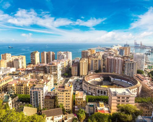 Panoramic,Aerial,View,Of,Malaga,In,A,Beautiful,Summer,Day,