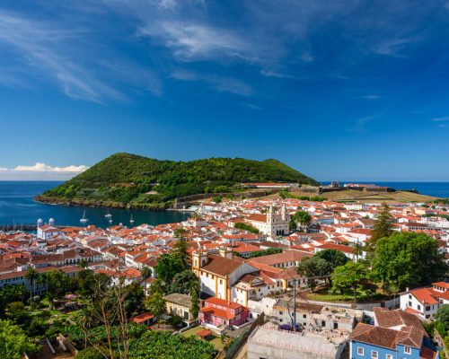 Aerial,View,Of,The,City,Of,Angra,Do,Heroismo,From